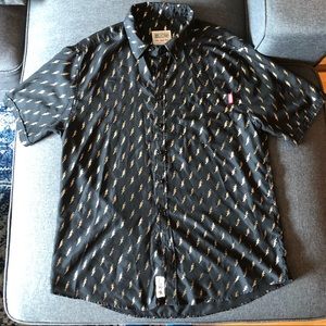 Lightning Pattern Men’s Short Sleeve Button Up